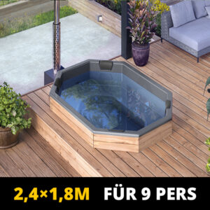 Einbau Hottub / Badefass 9 Pers. für Terrasse aus GFK 2,4×1,8m – Bild 1