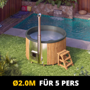Rundes Badefass / Hottub mit integriertem Holzofen für 5 Personen – Bild 1