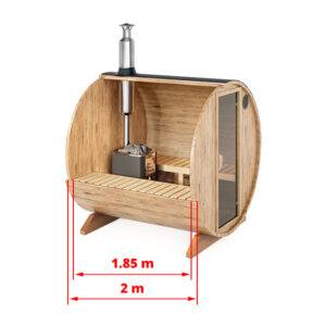2-2.3m Fasssauna für 4 Personen.